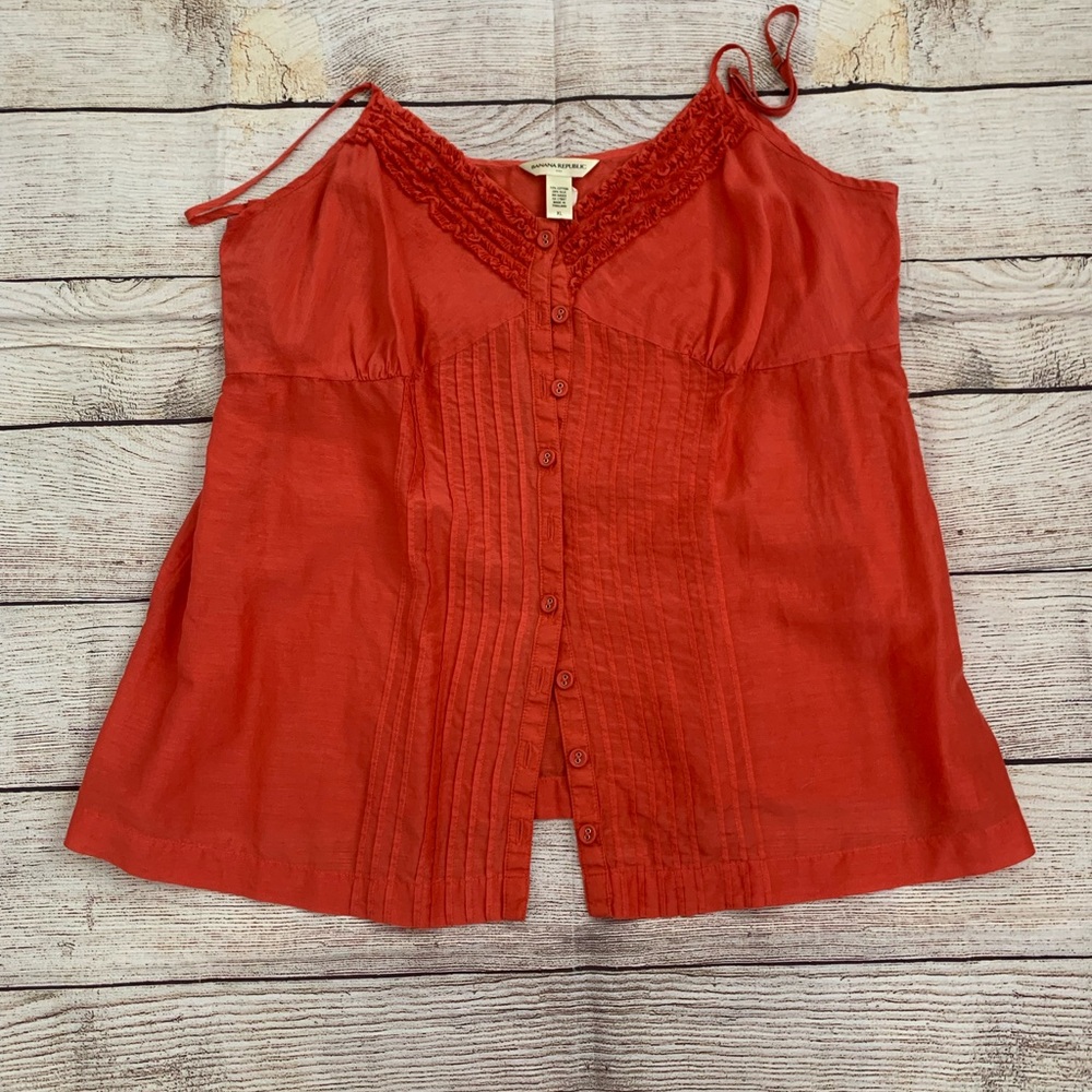 Banana Republic Persimmon Red/Orange  Button-Front Blouse